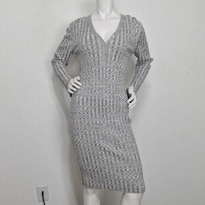 Willow & Wind "NEW" Gray Black Academia Sweater Preppy Bodycon Midi Dress Size M